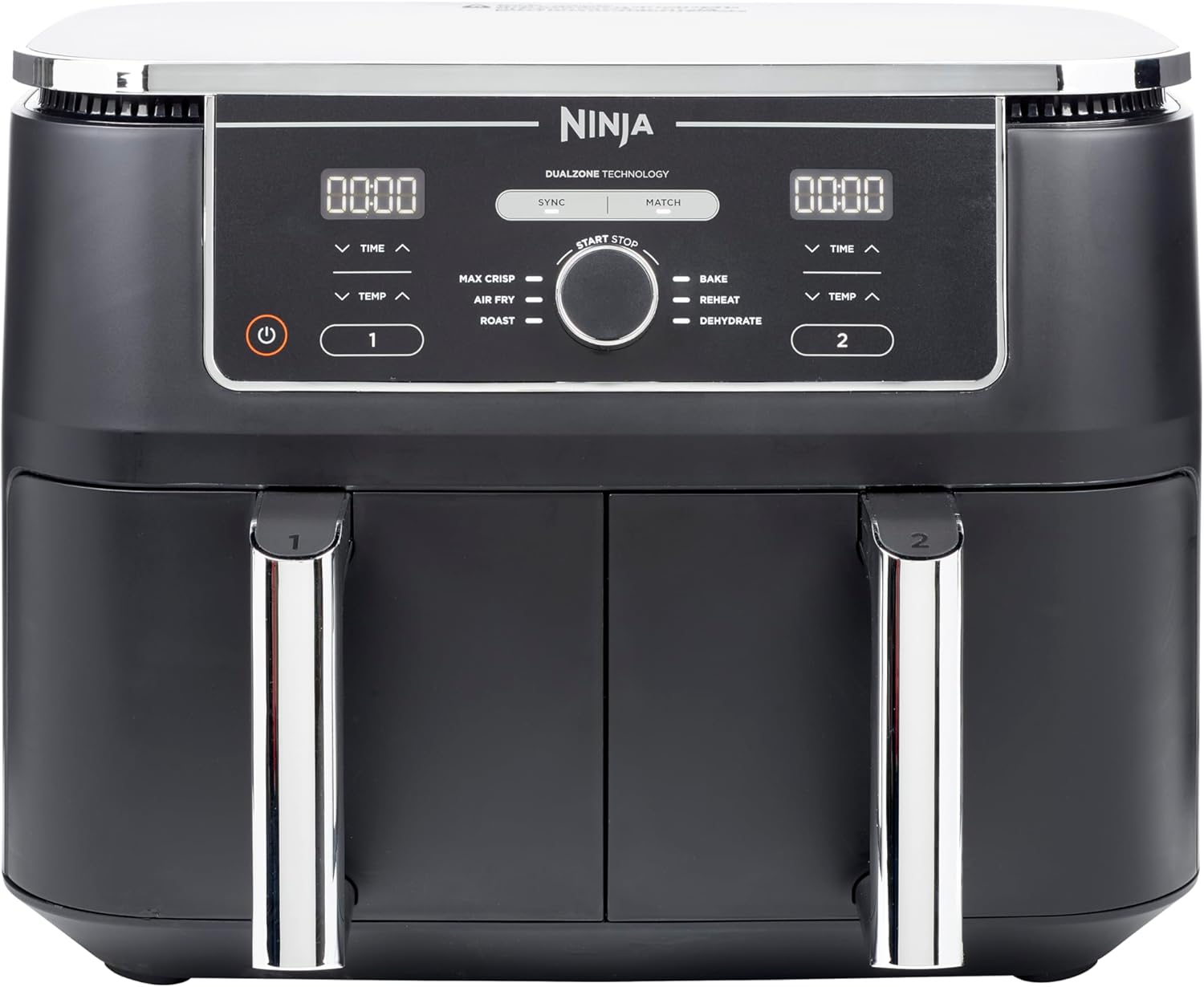 Ninja Foodi MAX Dual Zone Heißluftfritteuse [AF400EU] ‎2470 W, 9,5 l Fassungsvermögen, 2 Fächer, 6 Funktionen, Kupfer, Schwarz