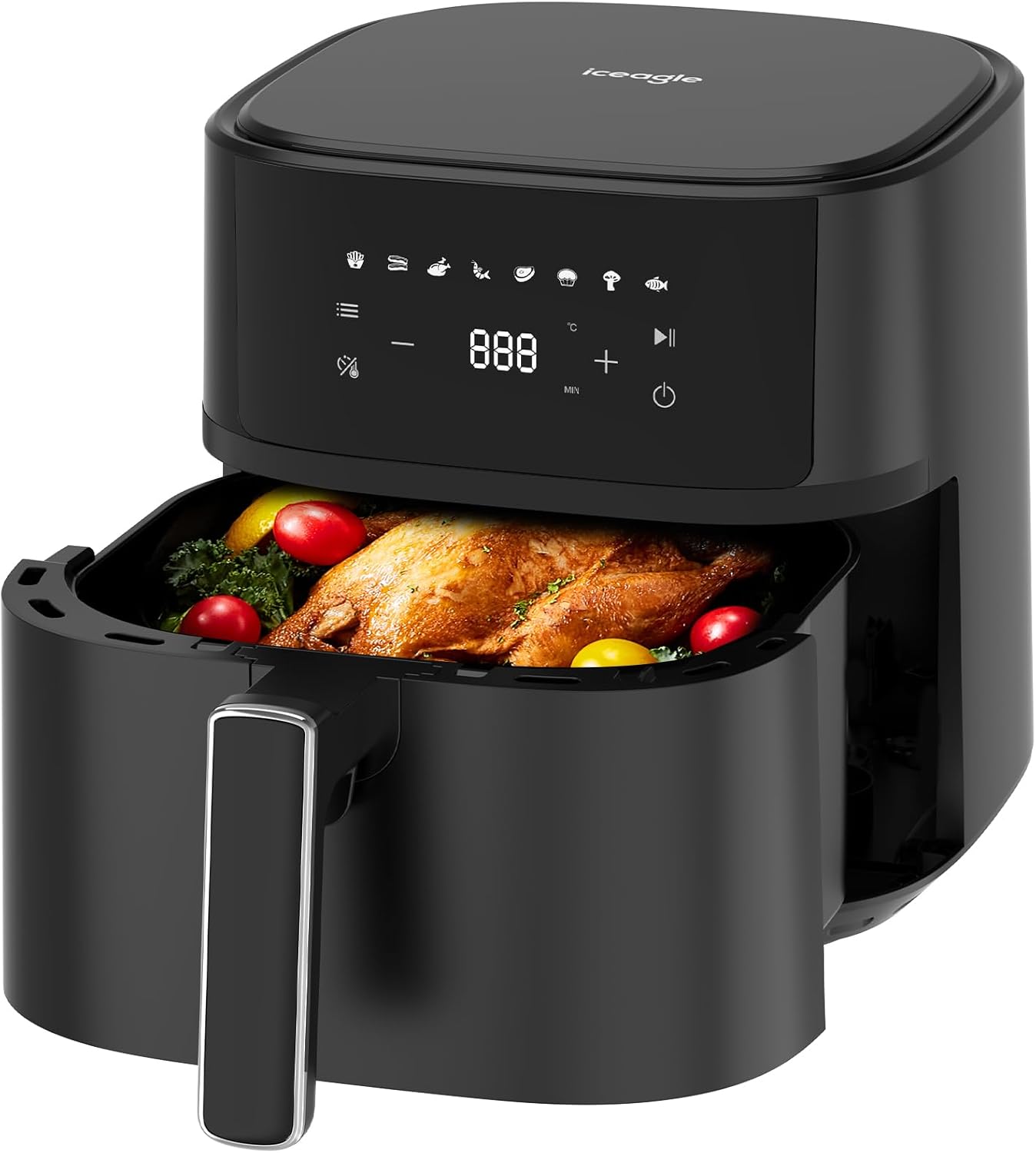 Heißluftfritteuse 6,5L Airfryer XL - 1700W Friteuse ohne Öl mit Metall-Innenraum | Heissluftfriteuse Air Fryer, 8 Programmen, Digitales Display, Timer, Benutzerfreundlich, 80-200°C, Rezeptbuch